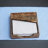 Wooden Mango Leaf Design tissue/napkin holder
