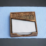 Wooden Mango Leaf Design tissue/napkin holder