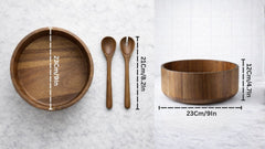 Acacia Wooden Large Salad Serving Bowl with Spoon