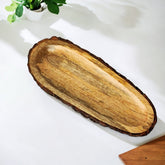 Mango Wood Serving Tray Papaya Design Oval Shape