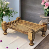 Mango Wood Cot (Charpai, Cart) Snacks Serving Platter Small Size