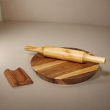 Teak Wood Chakla, Belan with Stand Set