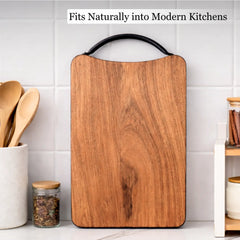 Acacia Wood Chopping Board with Metal Handle