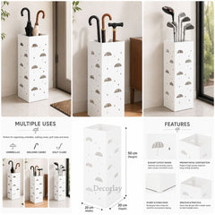 Metal Umbrella Stand Holder for Entryway Canes and Golf Sticks Organizer