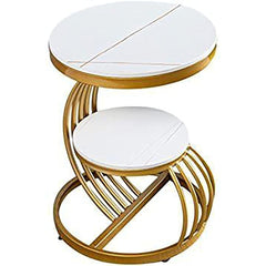 Multipurpose Metal Round End Table for Living Bedroom Space Saver