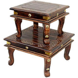 Wooden Side Table/chowki Set for Pooja Chawki :38.1x38.1x22.9 cm