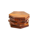 Acacia Wood Hexagonal Coaster Set of 6
