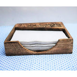 Wooden Mango Leaf Design tissue/napkin holder