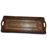 Sheesham Wooden Serving Tray with Hand Carved Design 11 x 6 inch