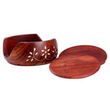 Wooden Drink Coasters Set of 6 with Beautiful Holder