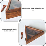 Wooden Handmade Masala box mulipurpose triangle shapes