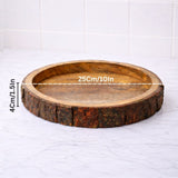 Handmade & Handcrafted Round Wooden Serving Tray Platter