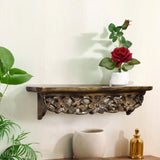 Wooden Handcarved Wall Shelves Rack for Wall Decor and Living Room