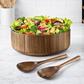 Acacia Wooden Large Salad Serving Bowl with Spoon