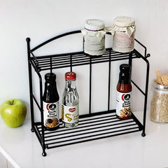 2 Tier Shelf for Bathroom/Kitchen Storage Organizer β Color black