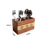 Decorlay Wooden Cutlery Holder/Stand | Color: Brown - Decorlay