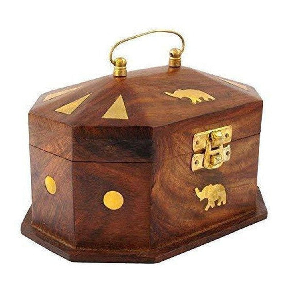Handmade Sheesham Wooden Jewellery Box 6x4.5x3.5 Inhes - Decorlay