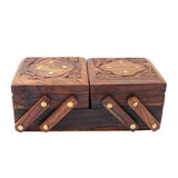 Handmade Wooden Jewellery Box Flip Flap Flower Design 8x4x3 Inches - Decorlay