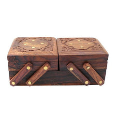 Handmade Wooden Jewellery Box Flip Flap Flower Design 8x4x3 Inches - Decorlay