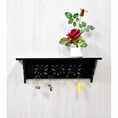 MDF Wall Shelf with Hooks Clothes Hanging Storage Rack - Decorlay