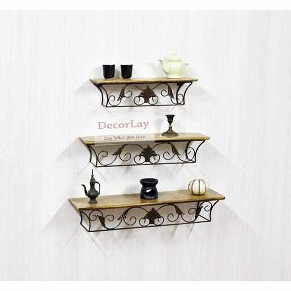 Space Saving Hanging Wall Shelves Rack for Living Room | Set of 3 - Decorlay