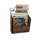 Wood and Iron Modern Magazine Newspaper and Book Wall Rack - Decorlay