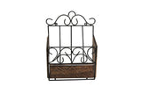 Wood and Iron Modern Magazine Newspaper and Book Wall Rack - Decorlay