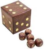 Wood Dice Set Casino 5 Complete Handmade Vintage | Storage Box - Decorlay