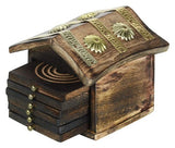 Wooden and Brass Antique Hut Shape Coaster Set for Home Decor - Decorlay
