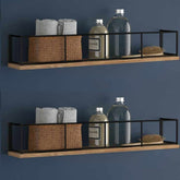 Wooden and Metal Floating Wall Shelves 18x4x4 Inches - Decorlay