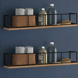 Wooden and Metal Floating Wall Shelves 18x4x4 Inches - Decorlay
