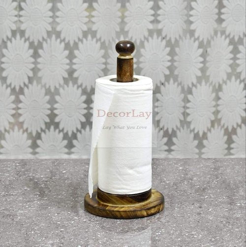 Wooden Antique Tissue Paper Holder, Napkin Roll Holder 6x6x10 Inches - Decorlay