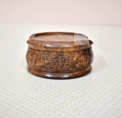 wooden Decorative Hand Carved Coaster with Holder Tabletop Coasters - Decorlay