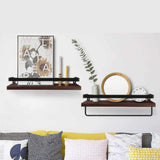 Wooden Floating Wall Mounted Shelf with Towel Rack Shelves Rustic Storage Shelves - Decorlay
