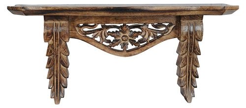 Wooden Hand Carved Floating Wall Shelf, Rack - Decorlay