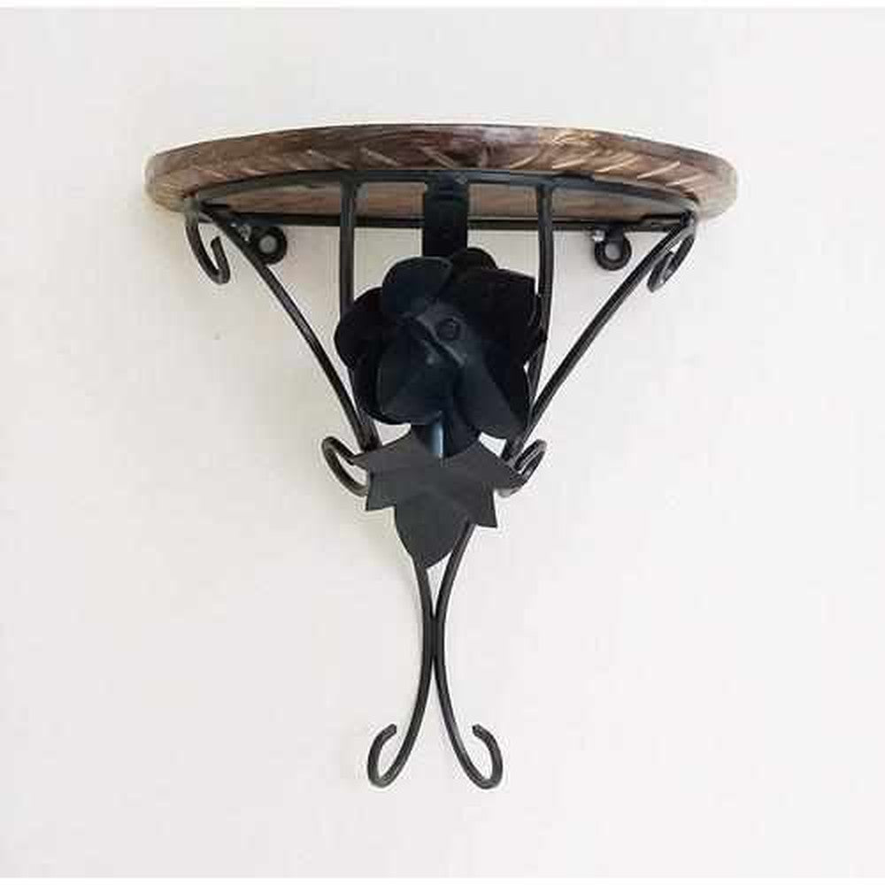Wooden & Iron Decorative Wall Bracket Shelf 4x8x9 inches - Decorlay