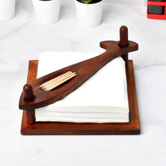 Wooden Napkin Holder With Toothpick Stand 19 x 19 x 2.5) cm - Decorlay