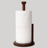 Wooden Tissue Paper Roll Holder Countertop Rounded Base Kitchen Bathroom Napkin Organizer - Decorlay