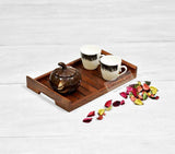 Wooden Tray Set For Tea, Coffee & Snacks Breakfast Color Brown (10 x7x 2 Inch) - Decorlay