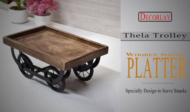 Wooden Serving Platter for Dining Table | Thela Trolley - Decorlay