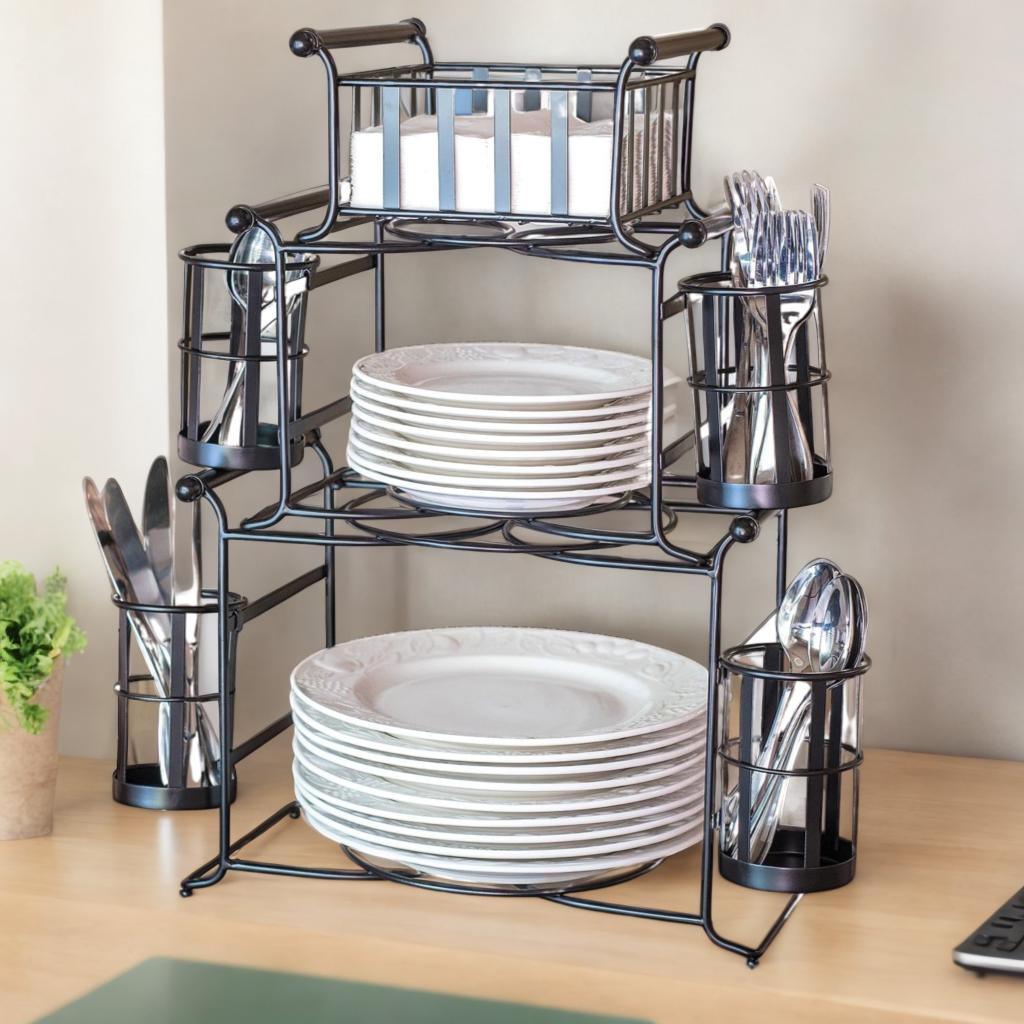 3 Tier Multipurpose Tabletop Stackable Buffet Caddy Organizer