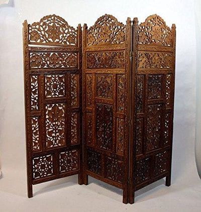 Wooden Handcrafted Foldable Room Divider Partition Separator Free Standing