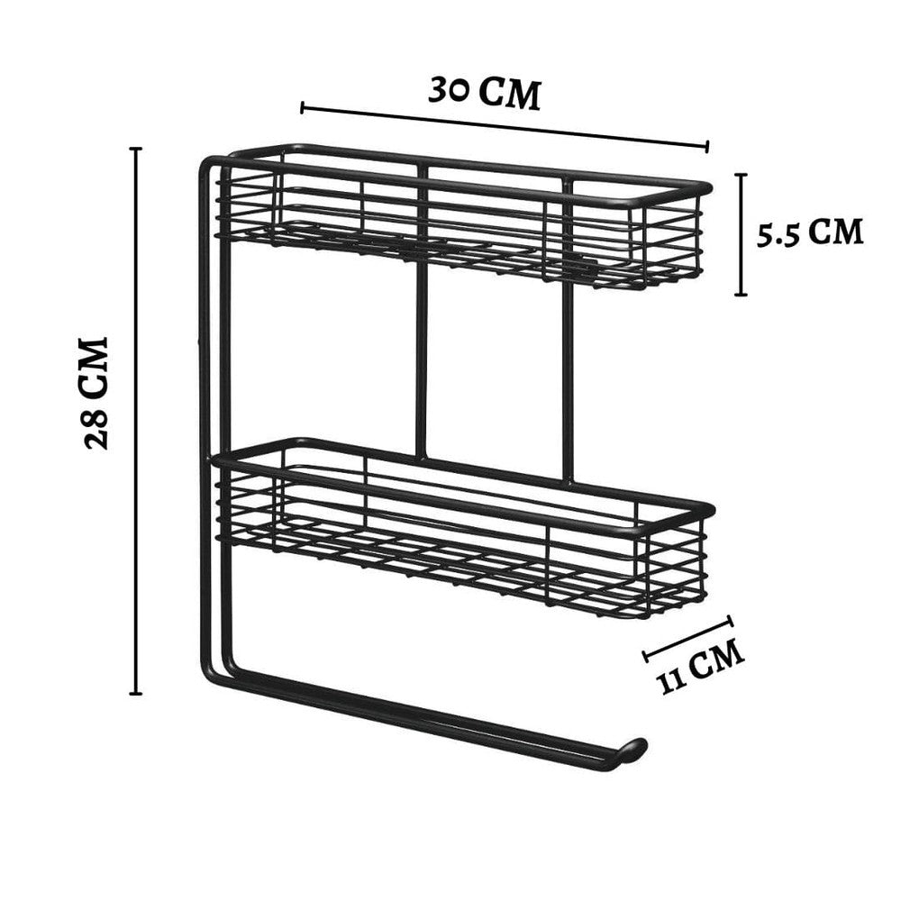 2-Tier Rack Kitchen Organiser, Wall Mounted Kitchen Roll Holder - Decorlay