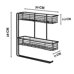 2-Tier Rack Kitchen Organiser, Wall Mounted Kitchen Roll Holder