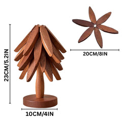 Wooden Tree Trivet Stand for Hot Dishes Set of 4