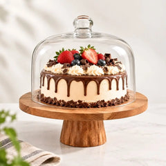 Wooden Round Pedestal Dessert Cake Stand