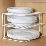 3-Tier Kitchen Storage Corner Rack, Shelf Plate Dish Rack 25x25x21 cm - Decorlay