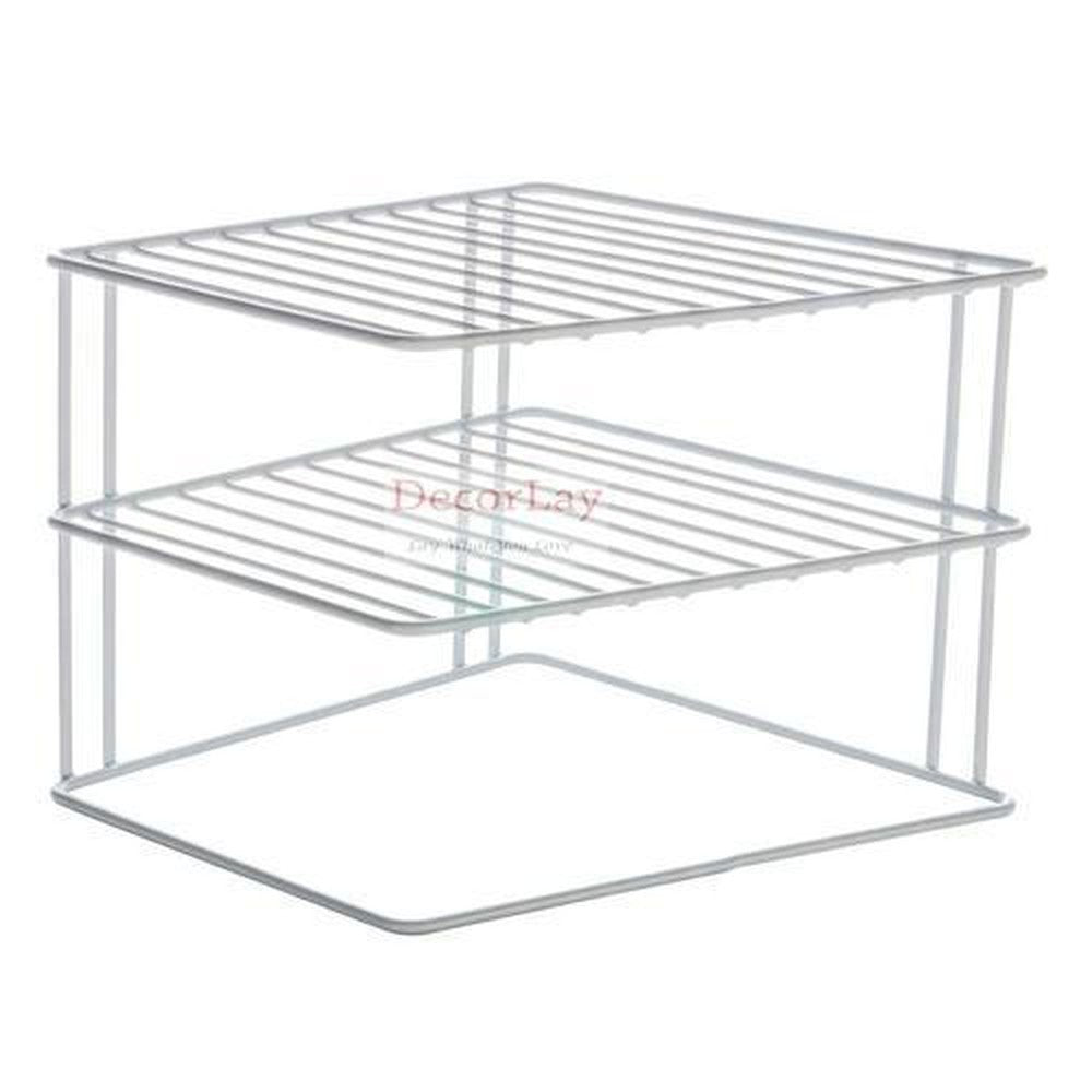 3-Tier Kitchen Storage Corner Rack, Shelf Plate Dish Rack 25x25x21 cm - Decorlay