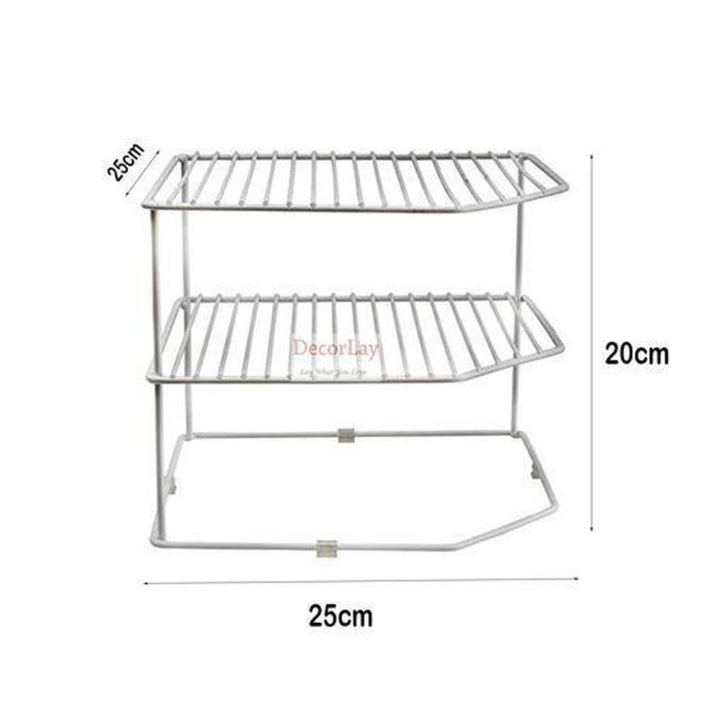 3-Tier Kitchen Storage Corner Rack, Shelf Rack for Plates - Decorlay