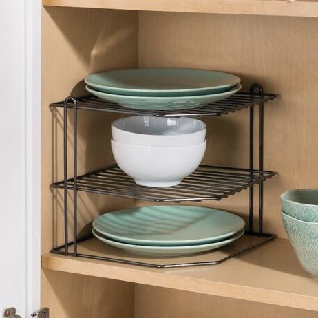 3-Tier Kitchen Storage Corner Rack, Shelf Rack for Plates - Decorlay